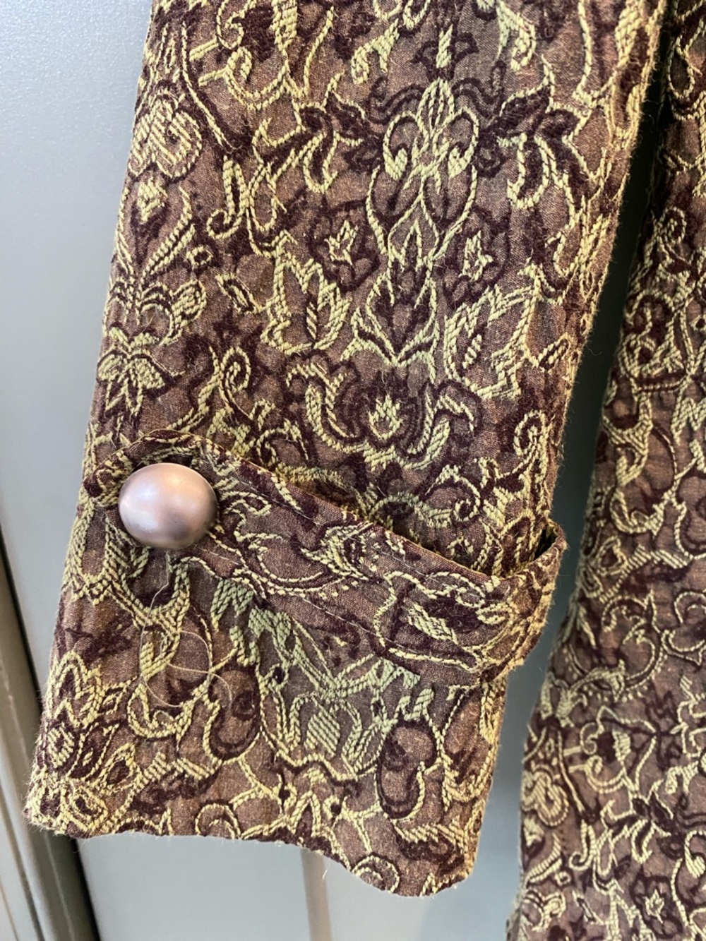 Green Patterned Jacket with Pearl Buttons - Picture 5 of 6